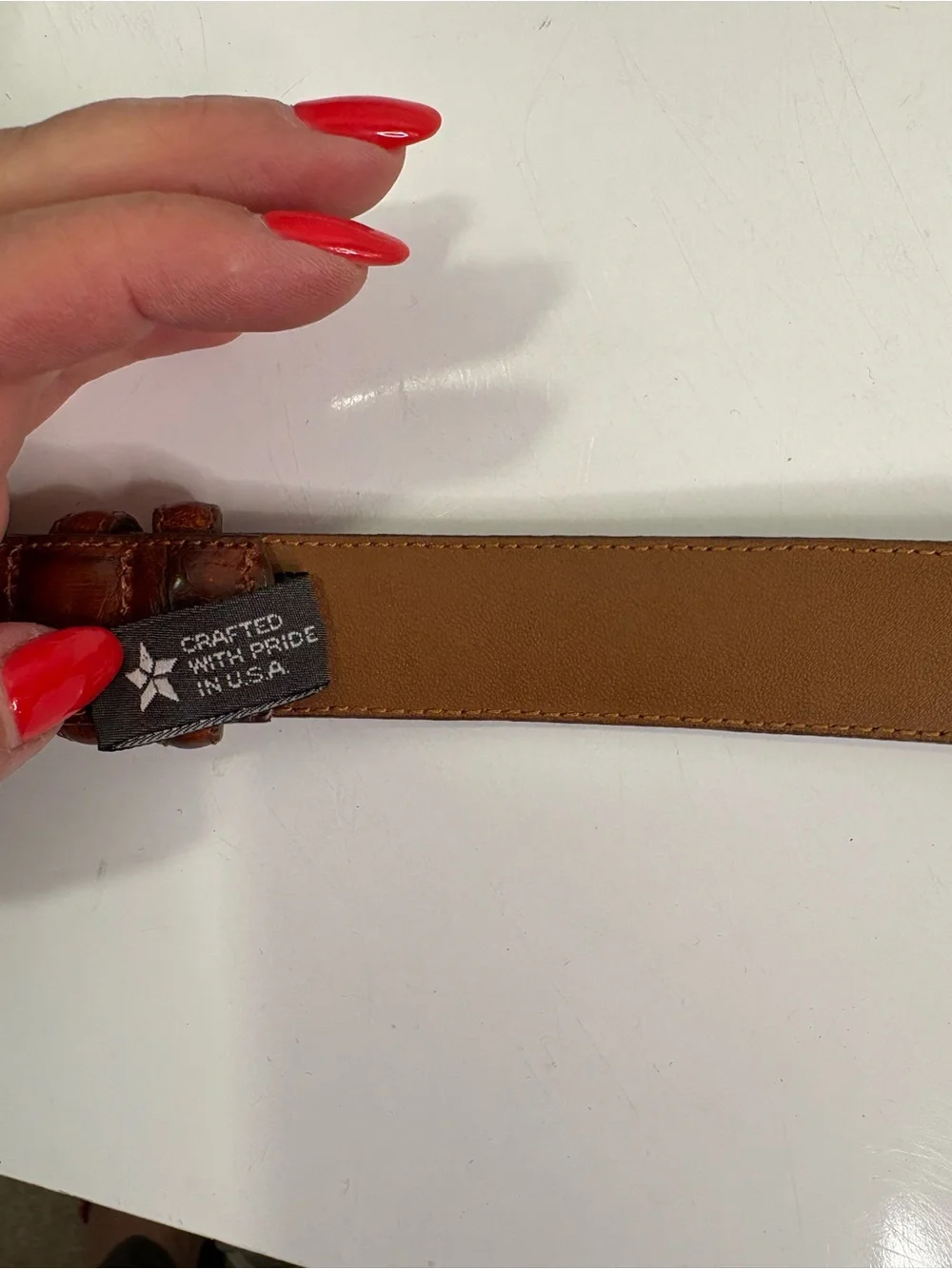 Brighton Crocodile Embossed cognac  Leather Men's Belt with Brass Buckle size 42